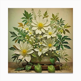 Vintage Flowers In A Vase Canvas Print