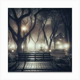 Park Bench At Night 1 Canvas Print