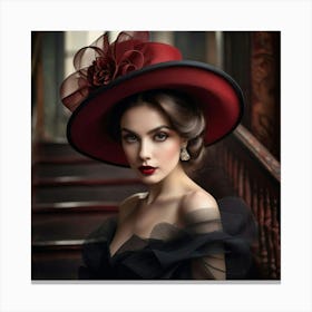 Victorian Woman In Hat Canvas Print