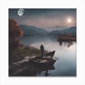 Man In A Boat Canvas Print