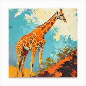Giraffe On A Mountain Top Brushstroke 3 Canvas Print