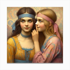 Two Girls Whispering Canvas Print