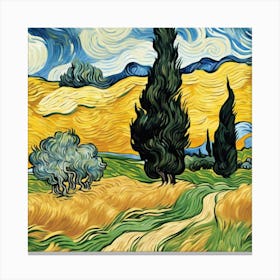 A Wheatfield With Cypresses, Vincent van Gogh 1 Canvas Print