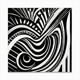 Retro Inspired Linocut Abstract Shapes Black And White Colors art, 209 Canvas Print