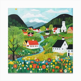Kids Travel Illustration Norway 4 Canvas Print