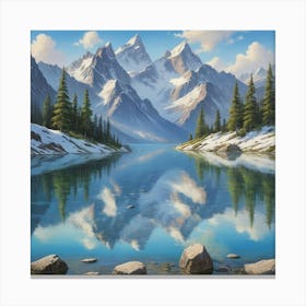 Mountain Lake art print Canvas Print