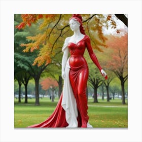 Estatua Con Colores Rojo Y Blanco Canvas Print