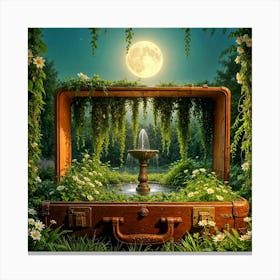 Suitcase In The Forest Canvas Print