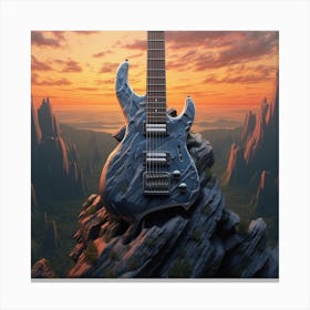 Guitar On A Rock Canvas Print