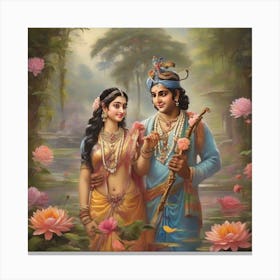 Lord Krishna And Radha Canvas Print