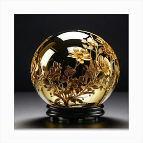 Golden Flowers On A Glass Ball Canvas Print