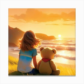 Bear And Girl Canvas Print