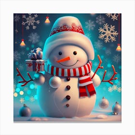 Snowman With Gifts Canvas Print