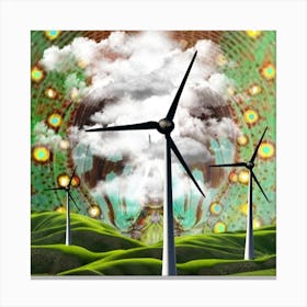Windmill - nature - colors - photo montage Canvas Print