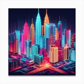 Neon Cityscape 2 Canvas Print