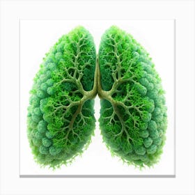 Green Lungs Composed Of Branches, Leaves, And Tiny Trees Canvas Print