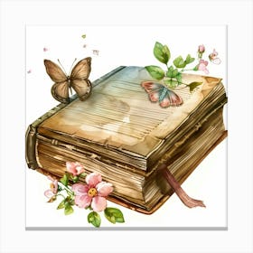 Old Book With Butterflies Canvas Print