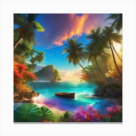 Boat In The Ocean Canvas Print