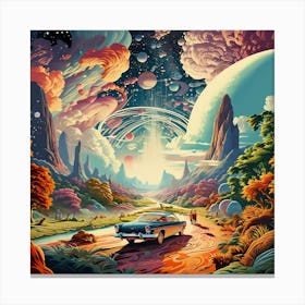 Psychedelic Odyssey Wall Art – Bridging Past, Present, Future Univers Canvas Print