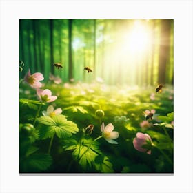 Bees In The Forest Canvas Print