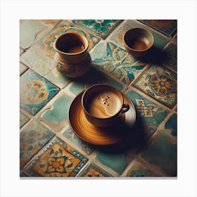 Cup Of Coffee On Tile Canvas Print