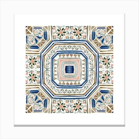 Moroccan Tile, Oriental Art, North African Ethnic Decor in Blue and Orange 5 1 Canvas Print