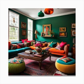 Living Room With Colorful Furniture Canvas Print