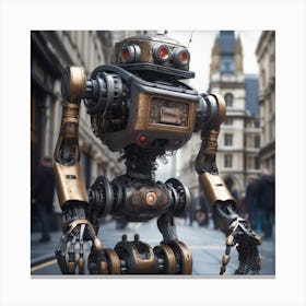 Robot In The City 51 Canvas Print