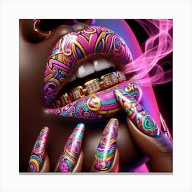 Sexy Lips And Nails Canvas Print