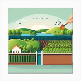 Vector Illustration Of A Farm Canvas Print