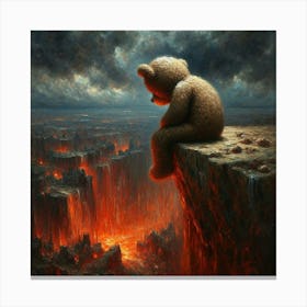 Teddy Bear On Cliff 3 Canvas Print