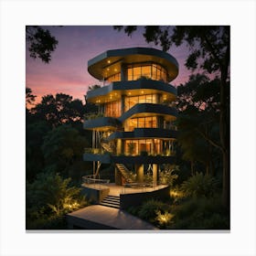 Modern House In The Forest 2 Canvas Print