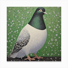 Ohara Koson Inspired Bird Painting Pigeon 4 Square Canvas Print