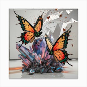 Butterflies On A Rock Canvas Print