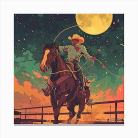 Cowboy On Horseback Canvas Print