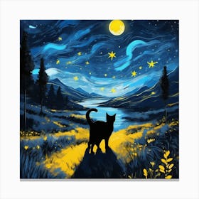 Starry Night Cat 1 Canvas Print