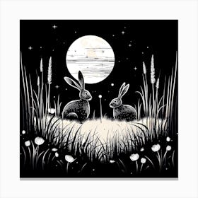 Rabbits At Night Canvas Print