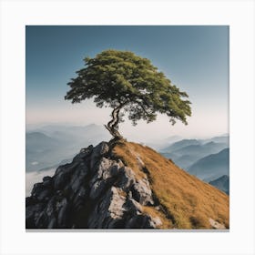 Lone Tree On Top Of Mountain 20 Canvas Print