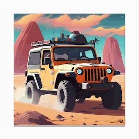 Jeep In Desert Canvas Print