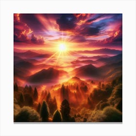 Sunrise Over The Mountains 14 Canvas Print