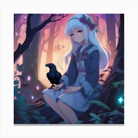 Anime Girl In The Forest 1 Canvas Print