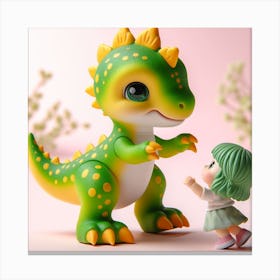 Yellow baby dinosaur 1 Canvas Print