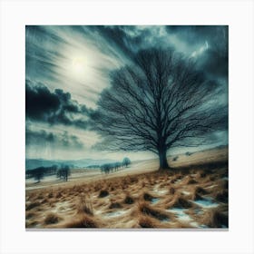 Lonely Tree In The Snow Canvas Print