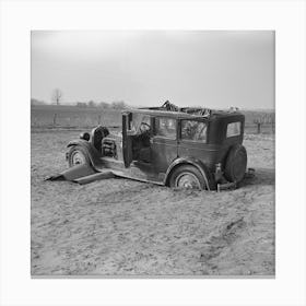 Automobile After The Flood On Mackey Ferry Road Near Mount Vernon, Indiana By Russell Lee Canvas Print