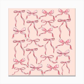 Pink Bows Pattern Canvas Print