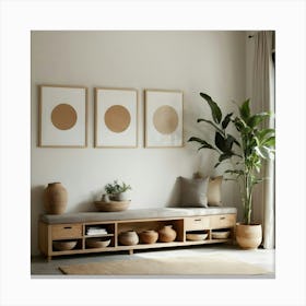 Living Room With A Bench Canvas Print