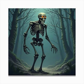 Skeleton Warrior With Glowing Eyes Rising From The Ground 1 Canvas Print