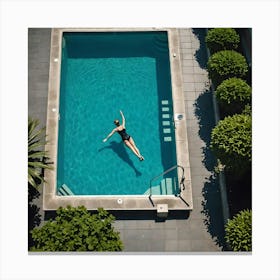 Woman Swimming In A Pool Canvas Print