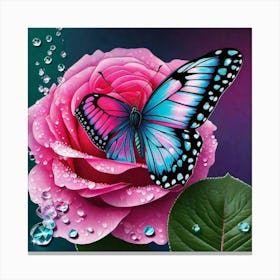 Butterfly On A Rose Canvas Print