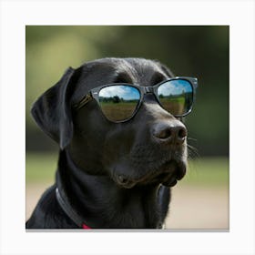 Black Labrador Closeup Wearing Dark Sunglasses Canvas Print
